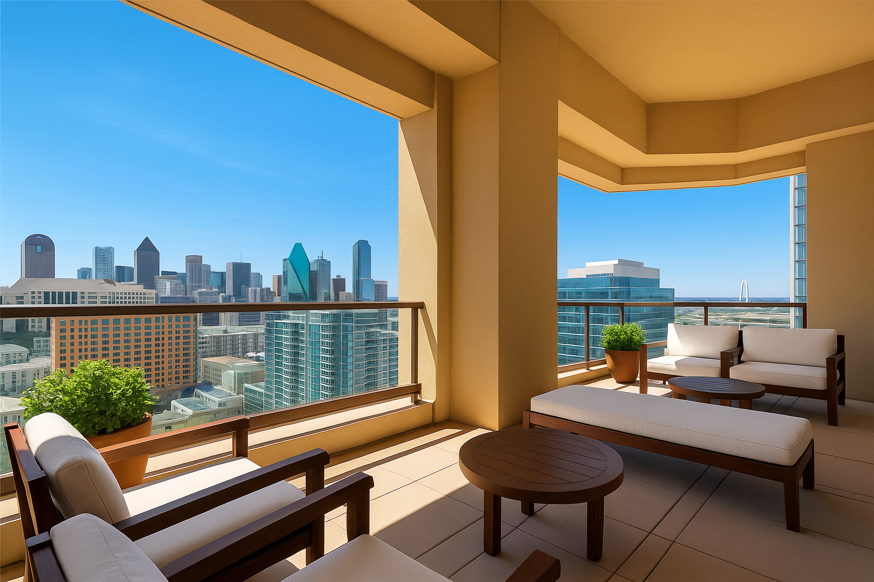 Stoneleigh Residence - Balcony with view of downtown Dallas